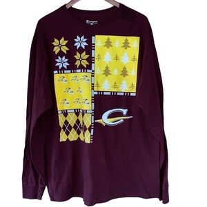 Champion burgundy  long sleeve winter theme athletic shirt